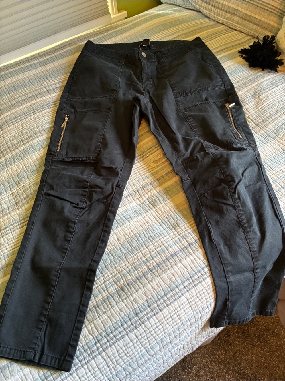 White House Black Market Black Straight-Leg Cargo Jeans